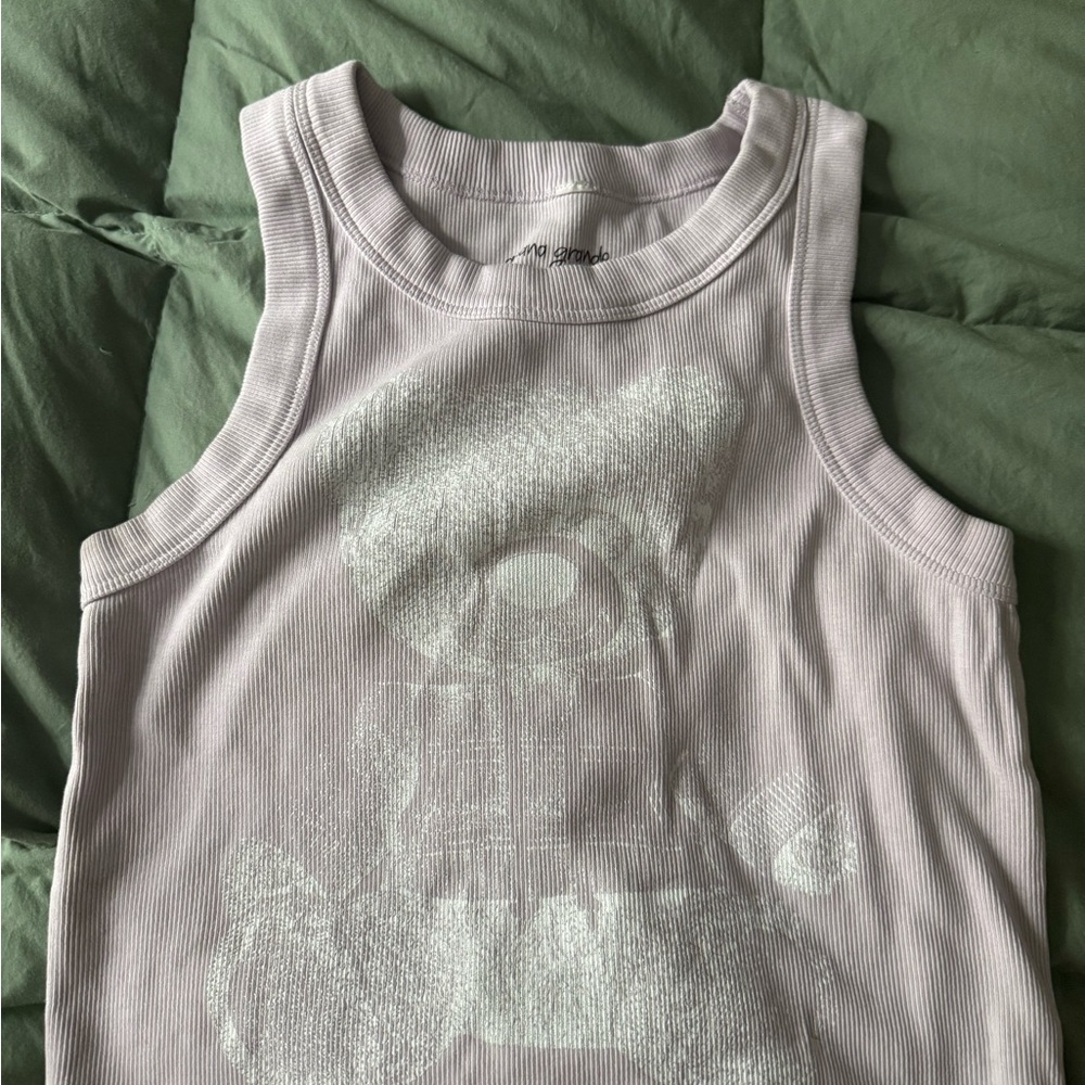 Ariana Grande Lavender Metallic Graphic Tank Top